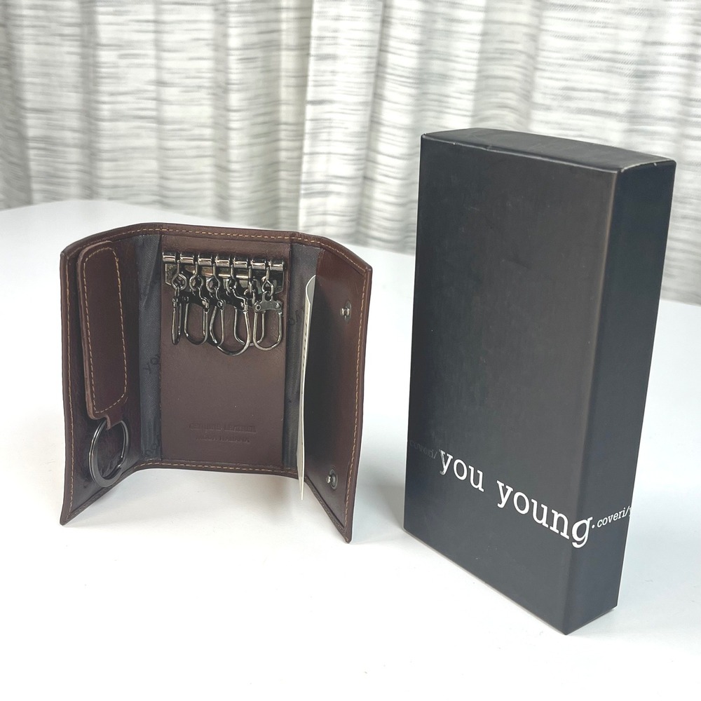 Enrico Coveri Key Case Brown Mens  Leather Trifold Boxed New